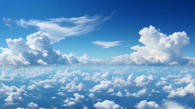 A captivating cobalt blue sky filled with fluffy white clouds