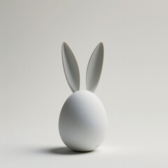 Naklejka na ściany i meble white easter egg with bunny ears on white background
