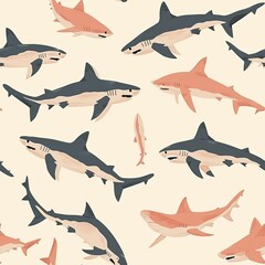 Background with drawn sharks.