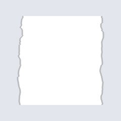 Obraz premium Paper ripped message, torn paper edge, Torn sheets of paper. white paper sheets isolated on grey background. Vector illustration of torn blank pages with uneven texture edges.