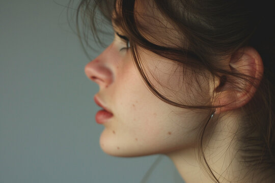 Closeup shot of a Beautiful woman, Aesthetic photography in minimalistic style