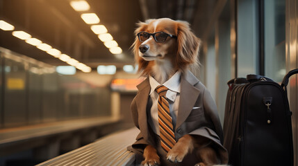 Fototapeta na wymiar Office-Ready Canine Professionals. Generative AI.