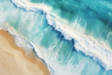Aerial view of sea beach wave, Ocean waves on the beach as a wallpaper background, sea with blue water waves AI generated