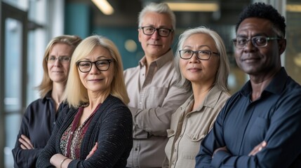 Obraz premium Multiracial business team standing in office.