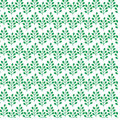 hand draw floral seamless pattern of green leaves Spring Blossom Vector Design on a white background