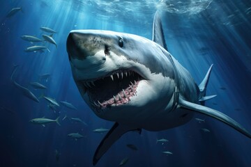 Great white shark, Great White Shark in blue ocean. Underwater photography, shark in the sea, Great...
