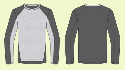 Workout Activewear Long Sleeve T-Shirt - Gym and Sports Vector Flat Sketch