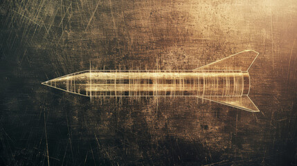 Abstract image of a golden rocket in motion with a sleek design.