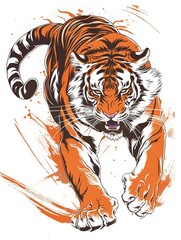 Art of attacking tiger.
