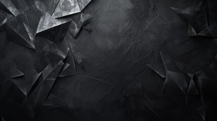 Dark textured background with a complex polygonal pattern.