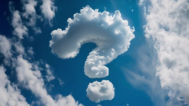 Curious Cloud Formation in a Clear Blue Sky Posing a Question to the World, Timelapse Looping
