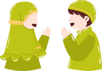 Muslim kid greeting