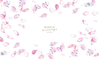 水彩画。桜が舞う水彩イラスト。春の桜ベクターイラスト。桜舞うピンクの和イメージ。Watercolor painting. Watercolor illustration of dancing cherry blossoms. Spring cherry blossom vector illustration. Japanese image of pink dancing cherry blosso