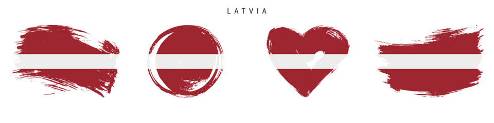 Latvia hand drawn grunge style flag icon set. Free brush stroke flat vector illustration isolated on white