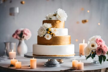 Beautiful modern and minimalist wedding cake