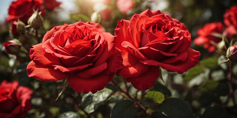 Obraz premium red rose in garden Valentine's Day Rose Background 