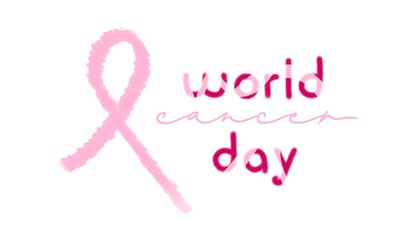 world cancer day illustration pink logo isolated on white background. campaign, poster concept .