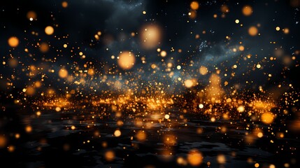 Naklejka premium A breathtaking burst of golden fireworks against a midnight black sky