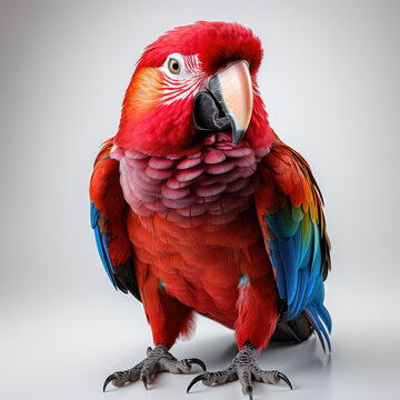 Beautiful Red Macaw Parrot extreme closeup. Generative AI