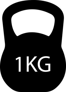 Kettlebell or girya weight training equipment Fill vector icon for exercise apps and websites.1 Kg bell logo. Kettlebell, heavy sign. Iron dumbbell symbol isolated on transparent background.