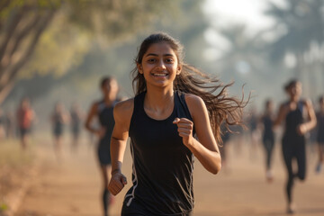 Indian woman wearing athletic activewear doing exercise, sport workout