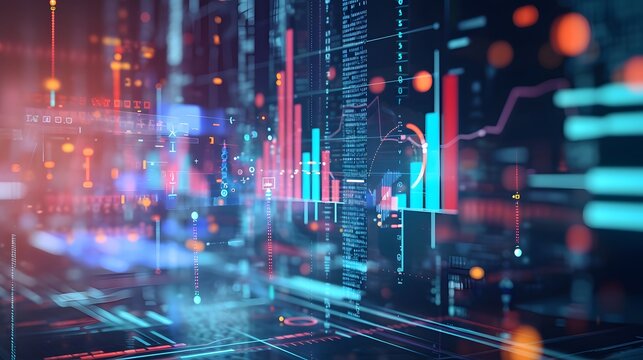 Futuristic Data Analytics Interface.Advanced Cyber Data Analytics Dashboard with Abstract Visualization