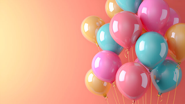 Set of colorful balloons with empty space for text. generative ai