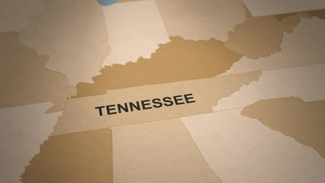 Old Paper Map of Tennessee
