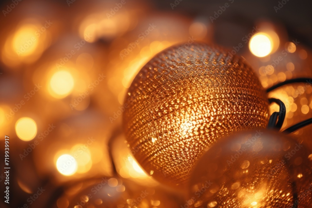 Poster A detailed view of a string of lights. Perfect for adding a festive touch to any occasion