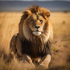 Obraz premium South African lion as the King of Savannah Ai generated
