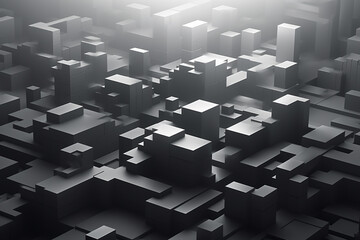 Graphic resources. Abstract and minimalist modern black and white background with copy space made of various cubes. Three dimensional digital style