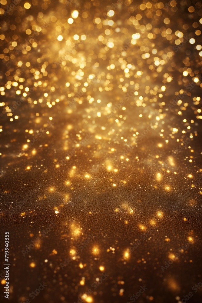 Poster A dazzling gold glitter background set against a sleek black backdrop. Perfect for adding a touch of glamour and sparkle to any project