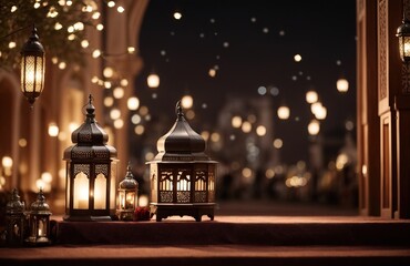 Obraz premium Arabic lantern of ramadan celebration background illustration, creating beautfiul scene
