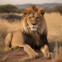 Obraz premium South African lion as the King of Savannah Ai generated