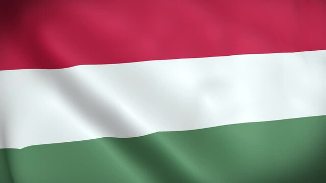 Hungary Flag. Waving Fabric Satin Texture Flag of Hungary 3D illustration. Real Texture Flag of the Hungary 4K Video
