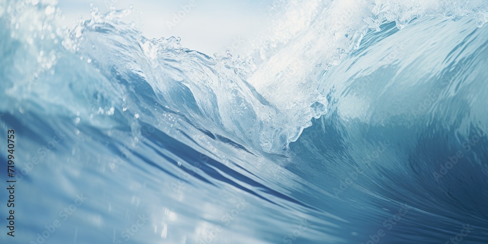Poster A close up view of a wave in the ocean. This image captures the power and beauty of the ocean. Perfect for use in nature documentaries, travel blogs, and coastal-themed designs