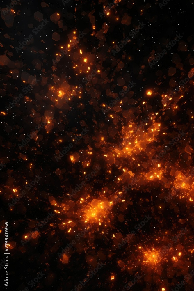 Poster A captivating image of a fire burning brightly in the darkness, casting a warm glow and illuminating the surroundings. Perfect for adding a touch of mystery and intrigue to any project