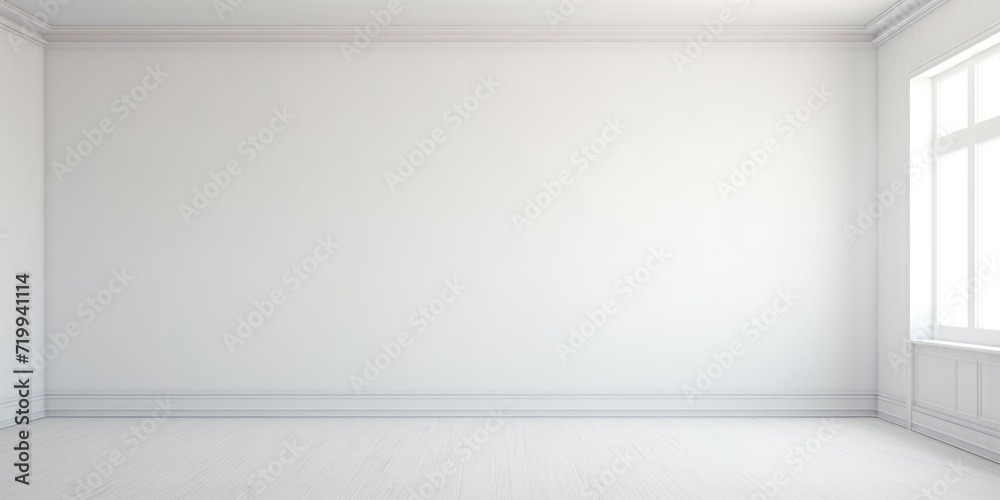 Poster A simple and minimalistic room with a white wall and a window. Suitable for various interior design concepts