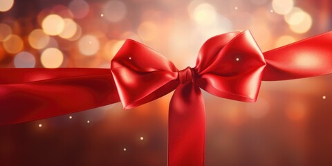 A red ribbon with a bow. Perfect for gift wrapping and decorations