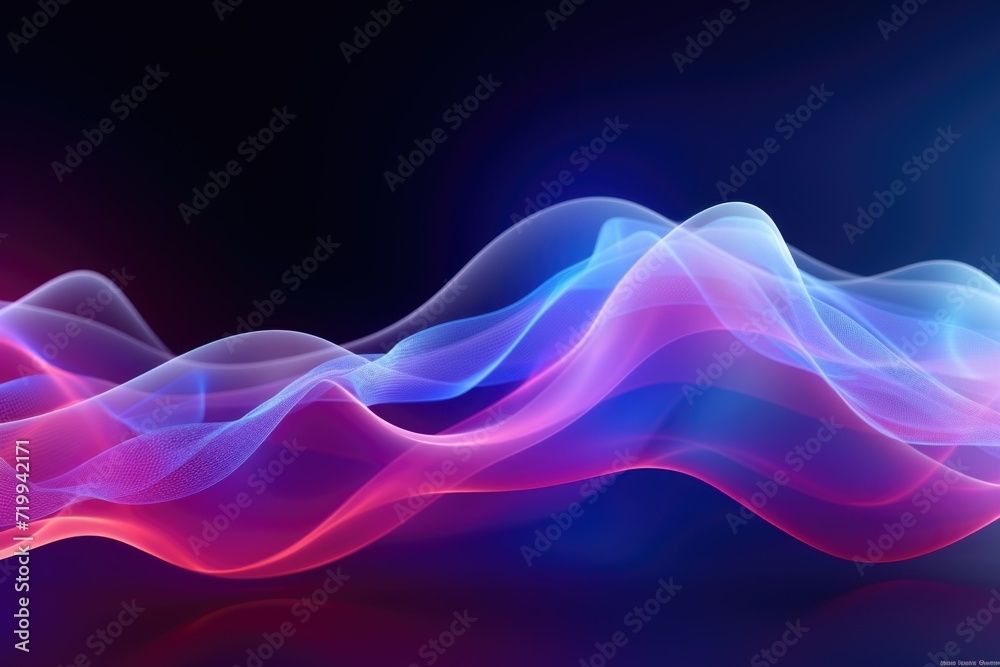 Poster a vibrant wave in shades of blue and pink against a black background. perfect for adding a pop of co