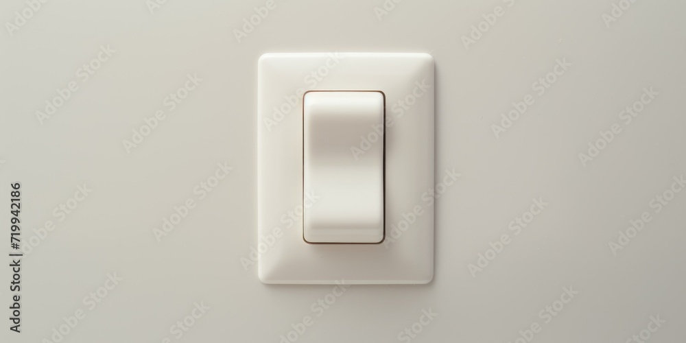 Poster a simple and minimalistic white light switch mounted on a white wall. suitable for home improvement 