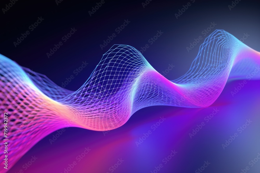 Aufkleber Abstract image featuring a vibrant wave of colored lines against a black background. Suitable for various design projects
