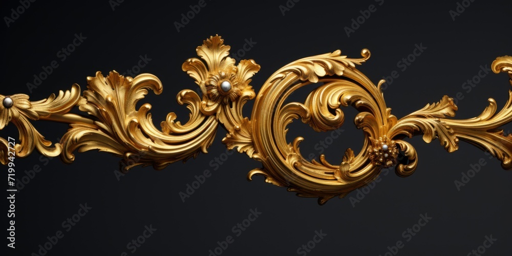 Poster A beautiful and elegant ornate gold frame adorned with pearls. Perfect for adding a touch of luxury and sophistication to any space.