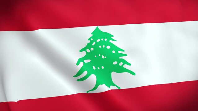 The Lebanese flag flutters close-up in the wind, video of the national flag of Lebanon in 3d, in 4k resolution. High quality 4k footage