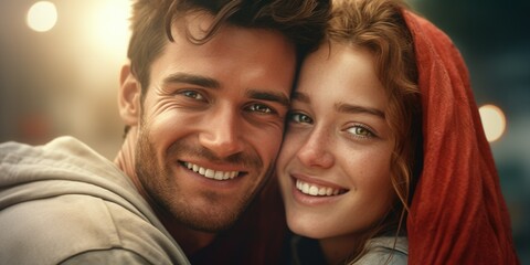 A man and a woman posing together for a photo. Suitable for various occasions