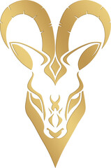 Demon Goat Head Logo golden symbol