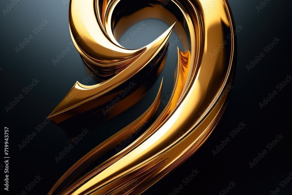 Poster A stunning golden swirl against a sleek black background. Perfect for adding a touch of elegance and sophistication to any design project