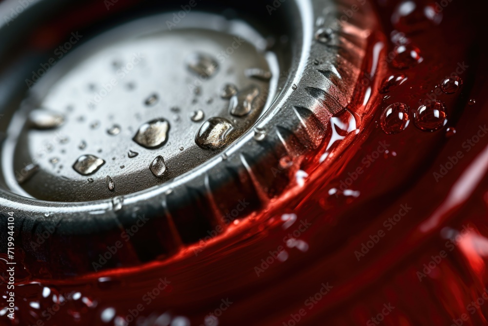 Aufkleber water droplets glisten on a close-up view of a soda bottle. perfect for refreshing and thirst-quench