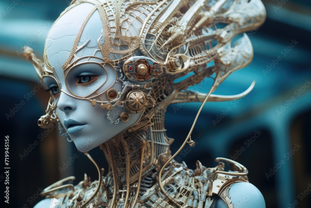 Poster a detailed close-up image of a person wearing a costume. this versatile image can be used for variou