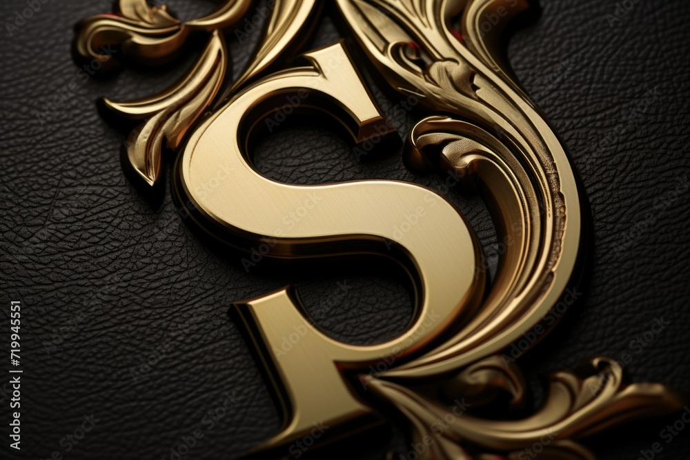 Poster a close-up image of a golden letter 